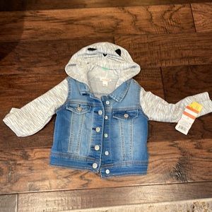 2T Jean jacket with cat ears on hoodie